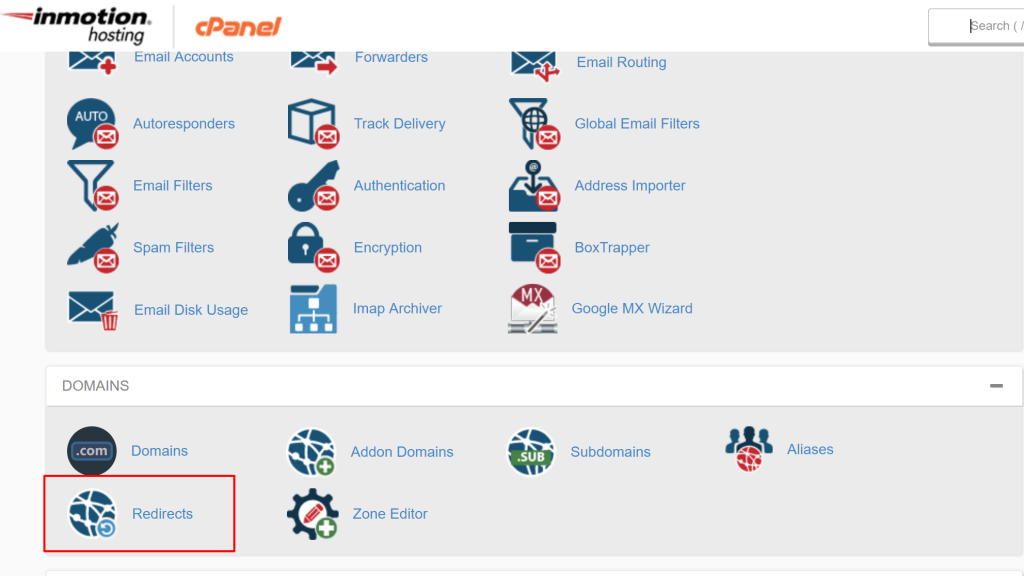 cpanel a File Manager utilizzando l'opzione di reindirizzamento per il reindirizzamento wildcard